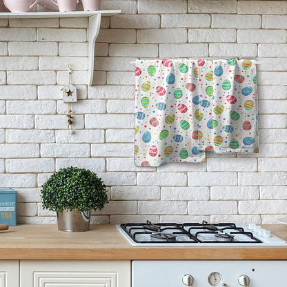 Easter Colorful Egg Towel 2 Pack 14"x28" Happy Holiday Decorative Kitchen Towels Spring Dish Finger Towels for Kitchen Bathroom Shower Hotel Gym