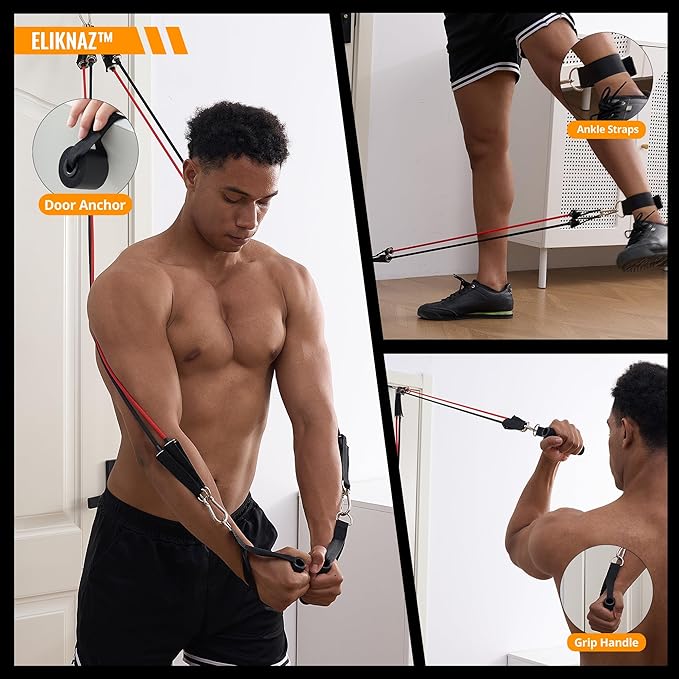 Portable Push Up Board Gym Kit 25-in-1, Foldable Push Up Station & Exercise Board Workout Set with 18 Accessories, Resistance Bands & Handles, Ankle Straps for Men, Women & Teens