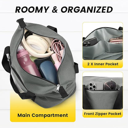 Vorspack Small Gym Bag - 14 Inches Duffle Bag for Travel Lightweight Duffel Bag for Men Women Personal Item Bag Weekender Bag for Travel Sports Gym - Grey