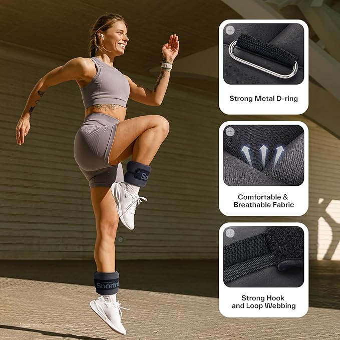 Sportneer Ankle Weights 0.5/1/2/3/5 LBS 1 Pair Wrist Leg Arm Weights for Women Men Kids Child with Adjustable Straps, Strength Weighted for Jogging Running Walking Fitness Gym Workout
