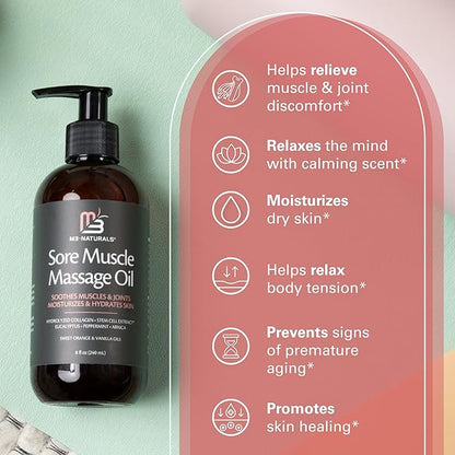 Arnica Sore Muscle Massage Oil with Collagen, Stem Cells, and Menthol, Anti-Cellulite Therapy for Full Body, Fast-Absorbing Multipurpose Treatment by M3