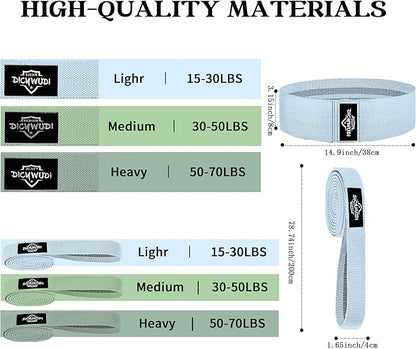 Yoga Mat Thick, 6 Fabric Resistance Bands, 2 Pack Yoga Blocks, Home Workout Equipment Essentials Starter Kit for Beginners Full Body Toning