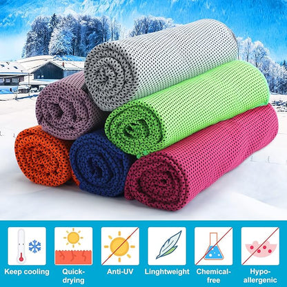 Honoson 20 Packs Cooling Towel, 43" x 16" Ice Towel for Neck and Face Microfiber Breathable Sport Sweat Rag for Gym, Yoga, Travel, Camping, Running, Fitness, Workout & More Activities