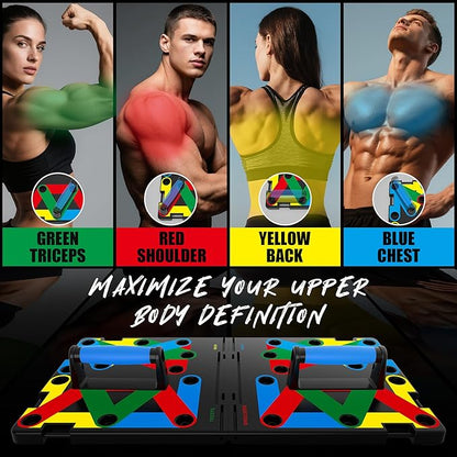 IUT Solid Push Up Board 15 in 1 Home Workout Equipment Multi-Functional Pushup Stands System Fitness Floor Chest Muscle Exercise Professional Equipment Burn Fat