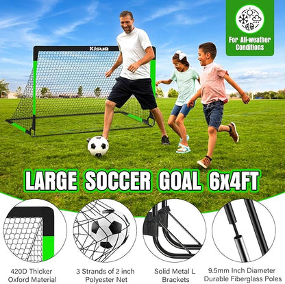 Kids Soccer Goal for Backyard Set - 2 of 6x4 ft Soccer Goals Training Equipment, Soccer Net for Kids Age 3-5 6-8 8-10 10-12, Ball, Targets for Toddler Kid Youth Soccer Games Sports Outdoor Play