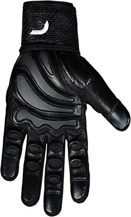 Elite Leather Gym Gloves with Built in 2" Wide Wrist Wraps Grip & Design for Weightlifting Power Lifting Bodybuilding & Strength Training Workout Exercises