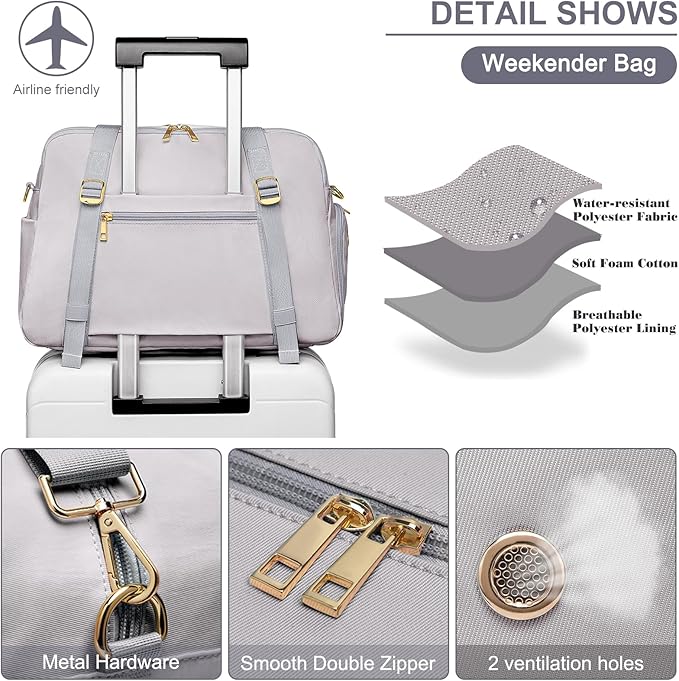 Sports Gym Bag for Women, Travel Duffle Bag with Shoe Compartment & Wet Pocket, Fitness Yoga Bag