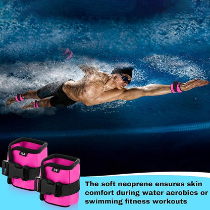 2 Pairs Ankle Wrist Weights for Land or Aquatic Exercise Aqua Cuffs Aqua Aerobics Fitness Bands for Ankle and Wrist Adjustable Weights for Swimming Pool Workout Equipment