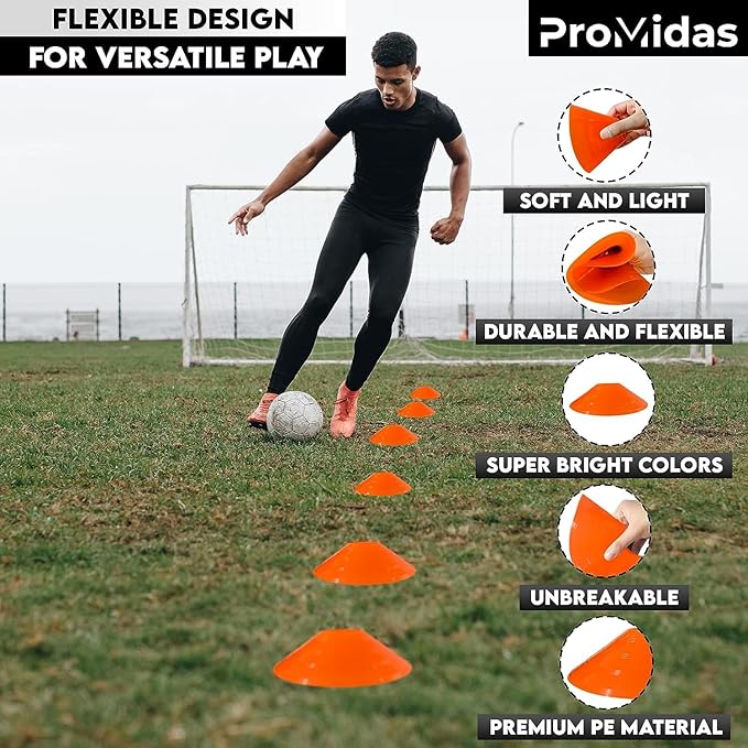 Disc Soccer Cones for Training Kids - 200,100,50 Small Plastic Cones for Sports Training - Flexible Conos for Soccer Practice Equipment, Basketball & Football Drills Equipment