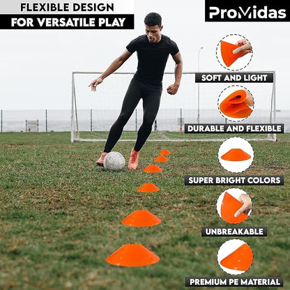 Disc Soccer Cones for Training Kids - 200,100,50 Small Plastic Cones for Sports Training - Flexible Conos for Soccer Practice Equipment, Basketball & Football Drills Equipment