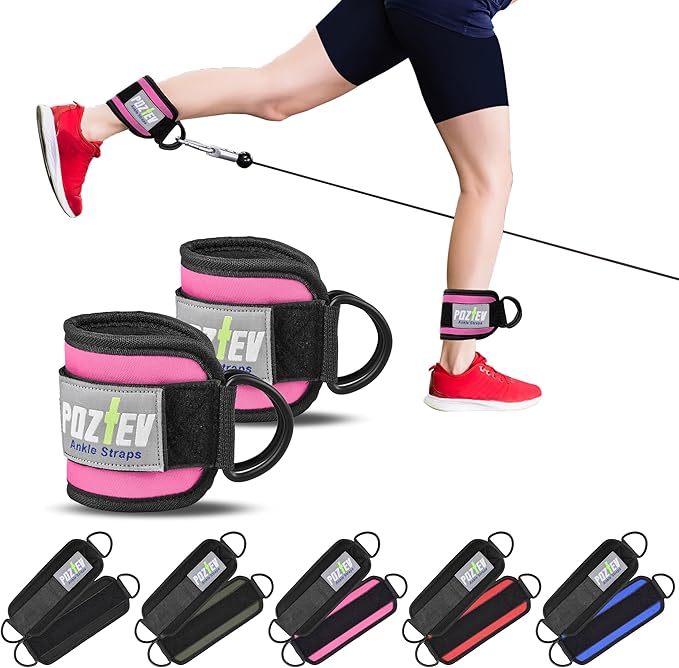 Ankle Straps for Cable Machine (PAIR) – Adjustable Padded Cuff Leg Straps Attachment, Ideal for Glute Workouts Leg Training Kickbacks Hip Abductors Booty Building & Lower Body Fitness