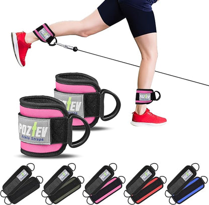 Ankle Straps for Cable Machine (PAIR) – Adjustable Padded Cuff Leg Straps Attachment, Ideal for Glute Workouts Leg Training Kickbacks Hip Abductors Booty Building & Lower Body Fitness