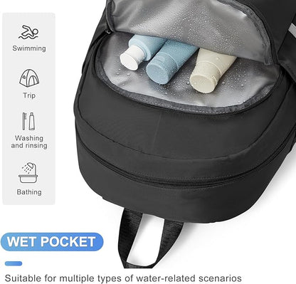 coofay Gym Backpack For Women Waterproof Backpack With Shoe Compartment Lightweight Travel Backpacks Black Sports Backpacks Large Gym Bag