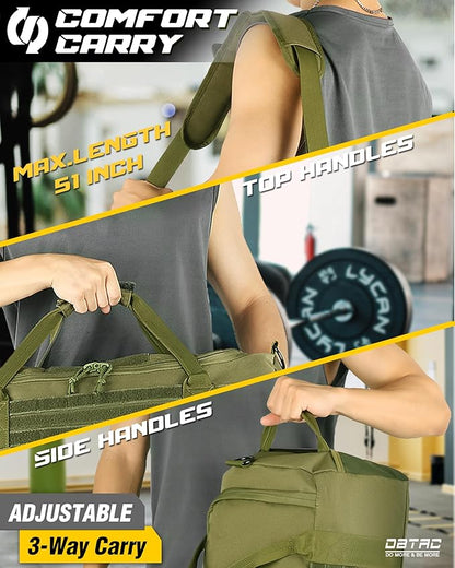 DBTAC 40L Tactical Gym Bag for Men | Military Heavy Duty Duffle Bag with Adjustable Strap for Gym Workout Fitness, Basketball Soccer Sport Training & Weekend Travel, Green