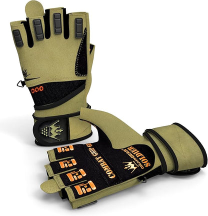 Crown Gear Weightlifting Gloves for Crossfit Workout Training - Fitness Gym Bodybuilding Gloves for Men or Women - Best for Heavy Weight Lifting Exercise Integrated Full Wrist Support Wraps