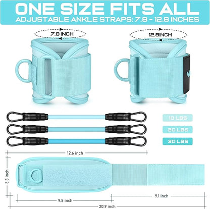Ankle Resistance Bands with Cuffs, Ankle Bands for Working Out, Ankle Resistance Band for Legs and Glutes Workout Equipment, Butt Exercise Equipment for Women