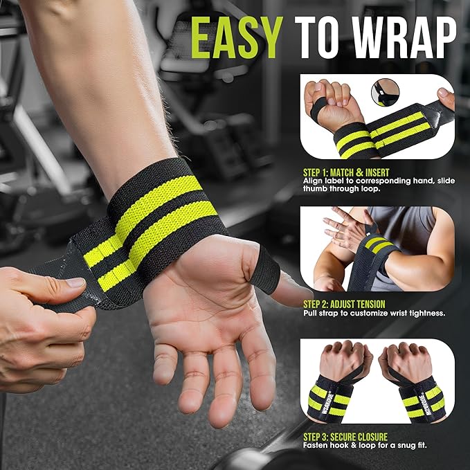 WSAKOUE Weightlifting Wrist Wraps - 18" Professional Wrist Support with Heavy-Duty Thumb Loop for Powerlifting, Bench Press & Strength Training- Adjustable Gym Wrist Straps for Men & Women