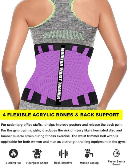 Moolida Waist Trainer Belt for Women or Men Waist Trimmer Workout Fitness Back Support Belts