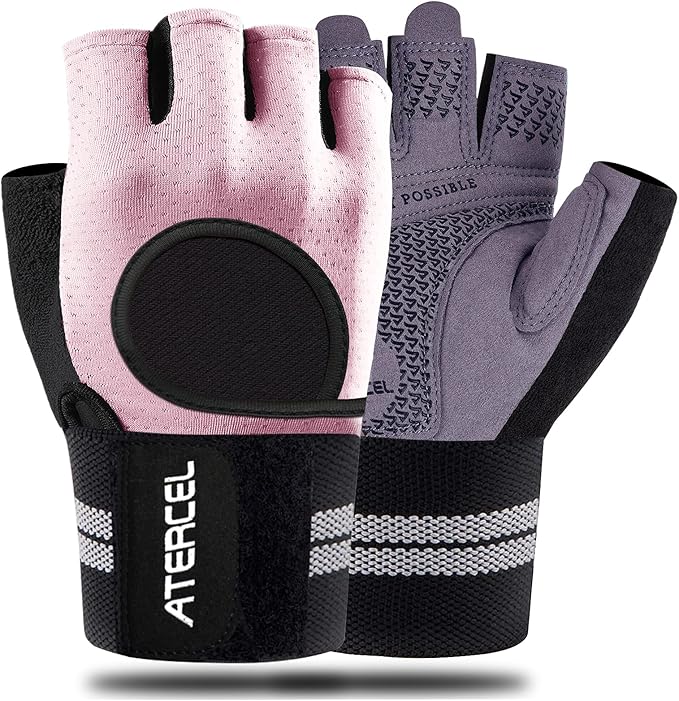 ATERCEL Weight Lifting Gloves Breathable Workout Gloves with Wrist Support for Gym, Exercise, Pull ups, Super Lightweight for Mens and Women, Full Palm Protection