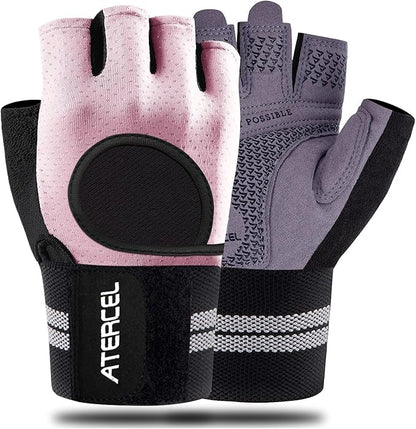 ATERCEL Weight Lifting Gloves Breathable Workout Gloves with Wrist Support for Gym, Exercise, Pull ups, Super Lightweight for Mens and Women, Full Palm Protection
