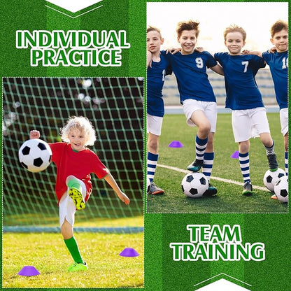 Hanaive 100 Pieces Mini Soccer Cones for Sport Drills 5 Inch Agility Disc Cones with Accessories for Kids Football Training