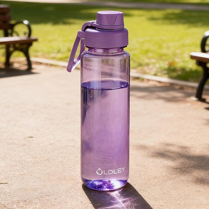 OLDLEY 32 oz Water Bottle, Sports Tritan Water Bottle with Carry Handle and Spout Lid, Leakproof & BPA Free Large Water Bottles for Home,Travel, School, Outdoors, Gym,Dark Purple