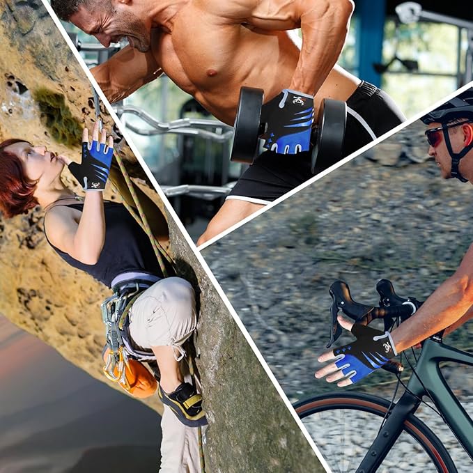 BEAST RAGE Half Finger Cycling Gloves for Men Women, Gel Padded Anti-Slip Shock Absorbing Weight Lifting Gym Gloves Cycle Mountain Bike Gloves for MTB, Biking, Hiking