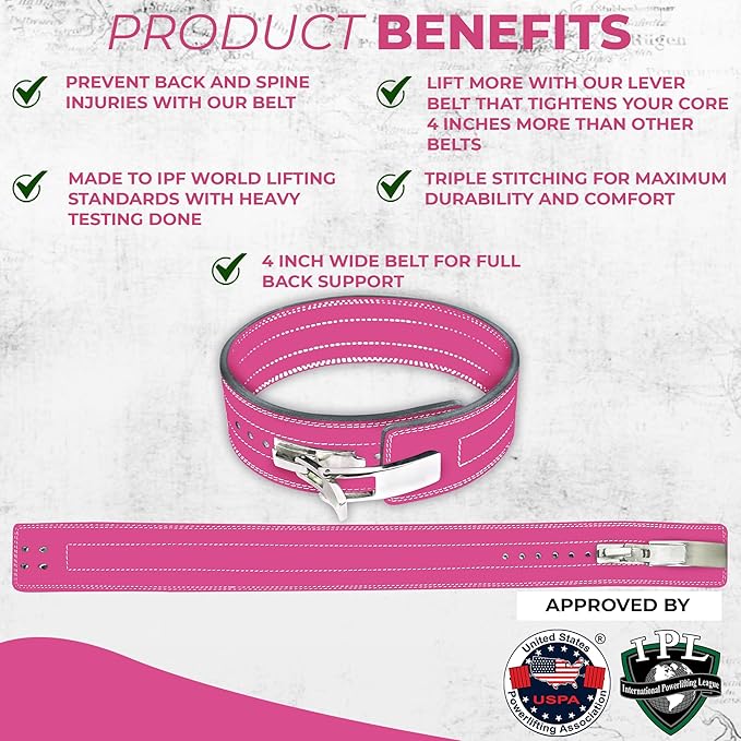 Flexz Fitness Lever Weight Lifting Belt Leather - 10MM 13MM Powerlifting Gym Belts for Men & Women - Lower Back Support for Weightlifting Deadlifts Squats Heavy Duty IPF Bodybuilding
