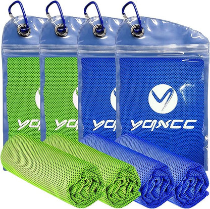 YQXCC Cooling Towels | 4 Pack 40"x12" | Cool Cold for Neck | Microfiber Soft Breathable Chilly | for Yoga, Golf, Gym, Camping, Running, Workout & More Activities