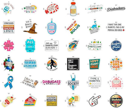 100Pcs Diabetes Stickers for Water Bottle - Diabetic Stickers and Decals - Diabetes Gifts for Diabetics - Gift for Women & Men