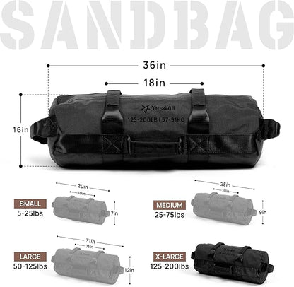 Yes4All Sandbags for Working Out, Adjustable Sand Bags for Weight Training with Handles, Multiple Colors & Sizes 5-200lbs