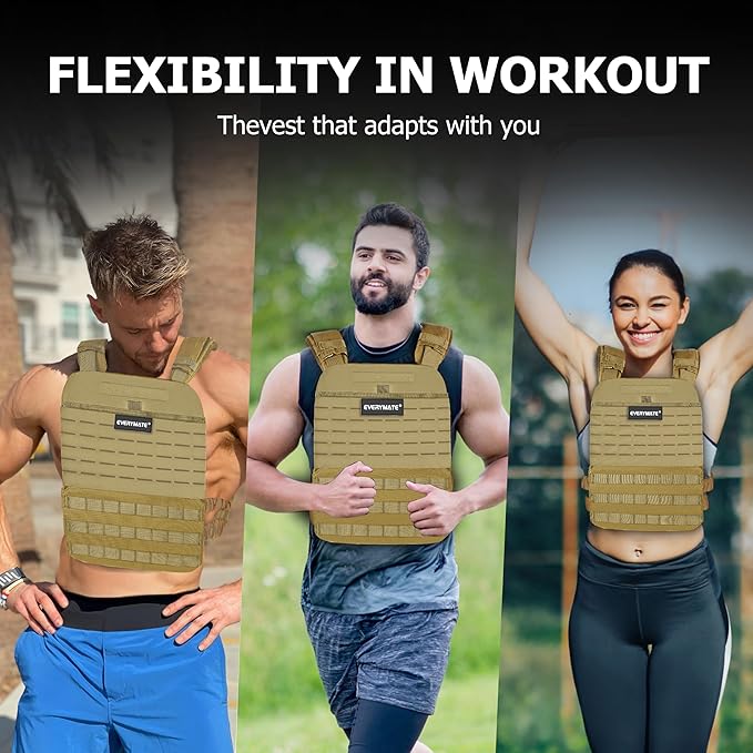 EVERYMATE Weighted Vest Men, Adjustable Weighted Vest Workout Vest for Strength Training Adjustable Strength and Endurance Training Fitness Tactical Running
