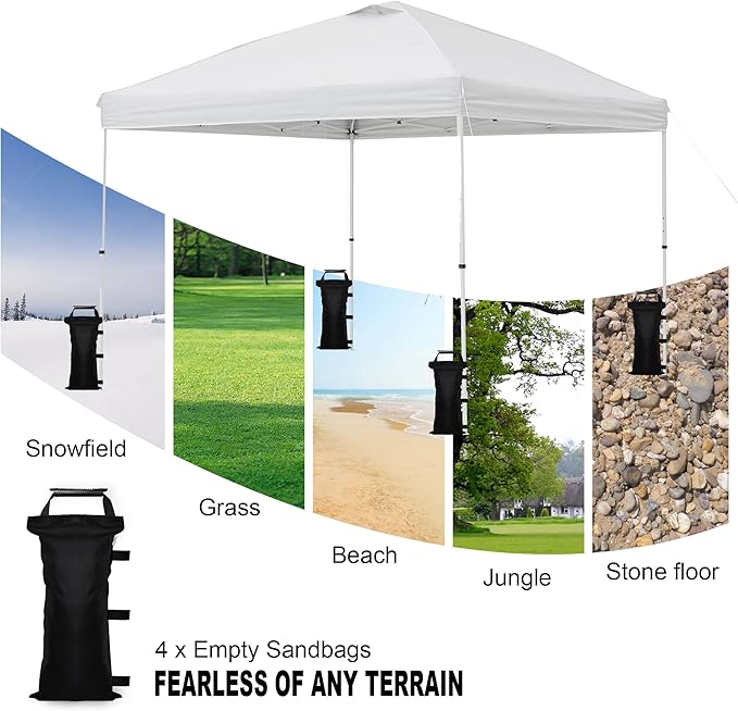 SANWAY 180 LBS (Unfilled) Sand Bags for Canopy Weights, Windproof-Portable and Durable to Secure Tents, Canopies, and Umbrellas-Black