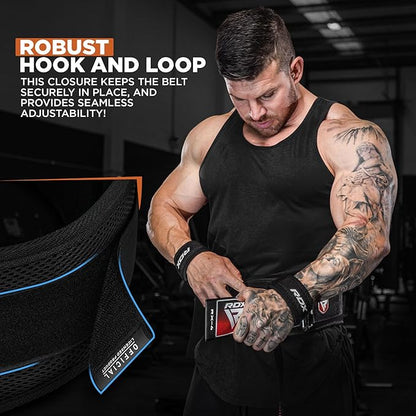 RDX Weight Lifting Belt, Curved Padded Back Lumbar Support, Fitness, Core Exercise Workout Bodybuilding Powerlifting Deadlifts Squats, Ladies Gents Men Women Home Gym Equipment