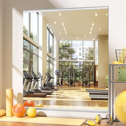 Home Gym Mirror, 71" x 32", 2PCS Large Full Body Mirror for Yoga, Silver Shatterproof Frameless HD Tempered Glass, Wall-Mounted Wall Mirrors for Home Gym, Workout, Garage, Dance Studio