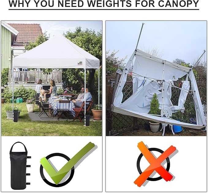 Eurmax USA 145 LBS Weight Capacity Pop up Gazebos Weights Sand Bags for Pop up Canopy Tent Pergola Outdoor Instant Canopies, 4-Pack (Without Sand) Dark Black