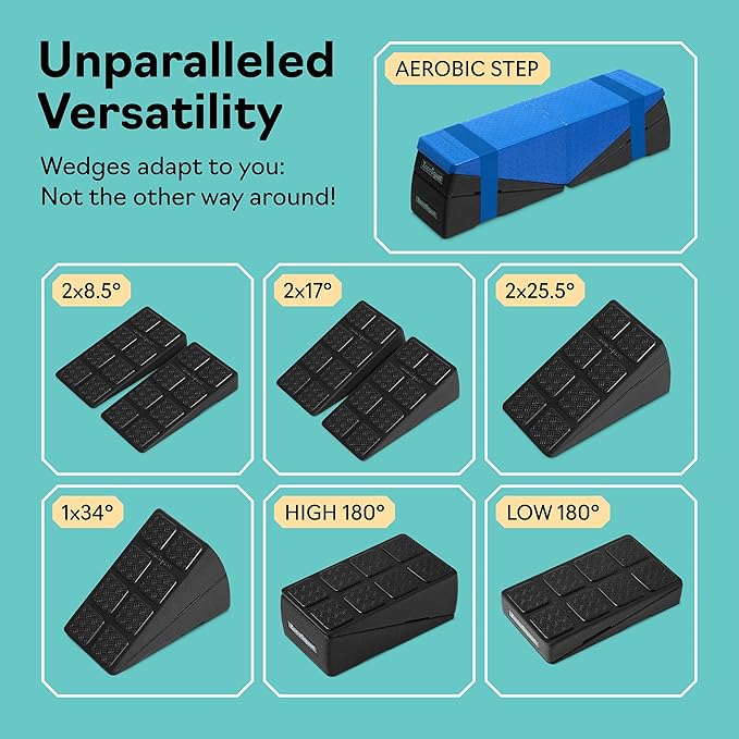 Squat Wedge Block Set of 3/5 - 960 LBS Capacity - Slant Board for Calf Stretching with 5 Stackable Angles - Calf Stretcher Slant Board - Workout Equipment - EPP Material for Exercise Equipment & Physical Therapy