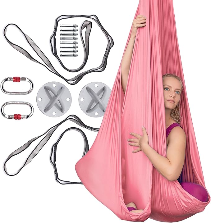 AyuHome Aerial Silks Kit for Home - Premium Yoga Swing for Kids and Adults with 660 lbs Capacity - Versatile Aerial Yoga Hammock for Gymnastics Training