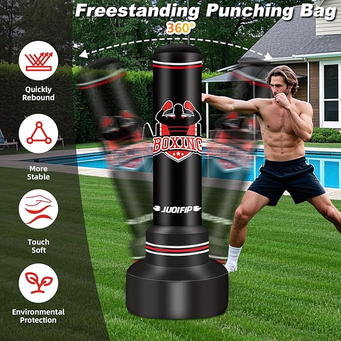 Upgraded Heavy Freestanding Punching Bag for Adults Teens, 70” Standing Punching Bag Kicking Bag Heavy Bag, Women Men Kickboxing Bags for Training MMA Fitness Home Gym