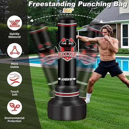 Upgraded Heavy Freestanding Punching Bag for Adults Teens, 70” Standing Punching Bag Kicking Bag Heavy Bag, Women Men Kickboxing Bags for Training MMA Fitness Home Gym