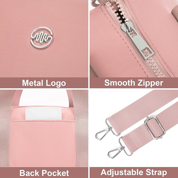 Mini Gym Bag Small Barrel Duffle Crossbody Bags Tote for Women Men Workout Bag Lightweight for Weekender Travel Sports Yoga Fitness Dance (Pink)