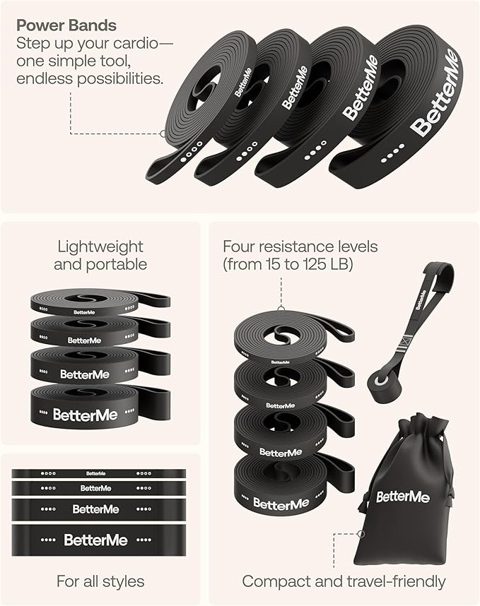 BetterMe Calisthenics Kit - Home Gym Calisthenics Equipment Kit with Parallettes Push Up Bars Resistance Bands and Door Pull Up Bar - At Home Equipment for Strength and Mobility Training