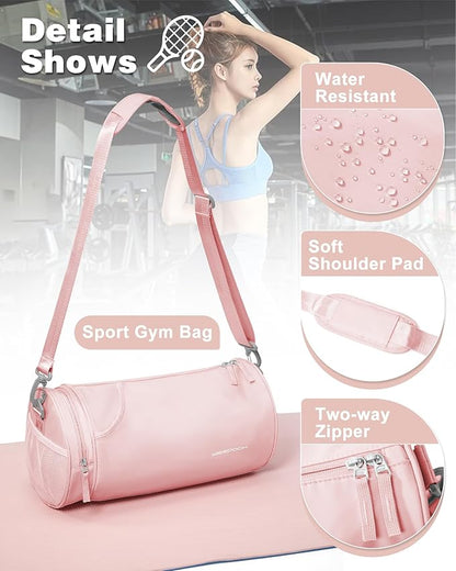 Small Gym Bag for Women,Waterproof Mini Duffle Bag Womens Spotrs Workout Bags Small Travel Duffel Bag with Wet Pocket Carry on Weekender Bags for Dance Swimming,Gym,Yoga,Fitness Pink
