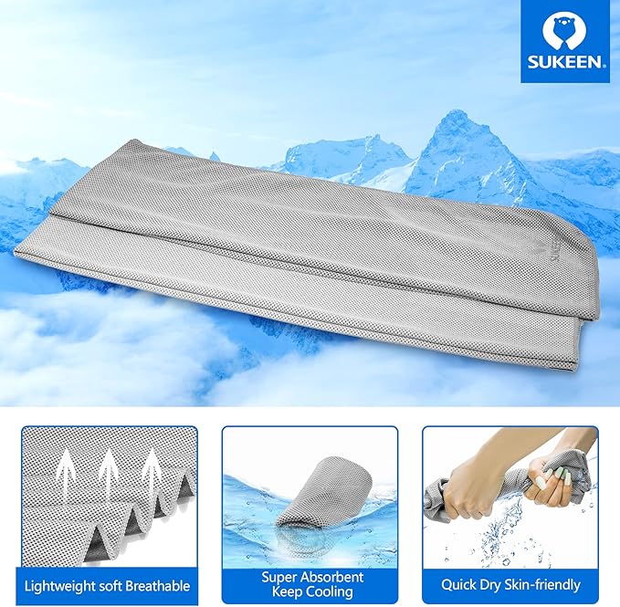 Sukeen [4 Pack Cooling Towels (40"x12"),Ice Towel,Soft Breathable Chilly Microfiber Towel for Yoga,Sport,Running,Gym,Workout,Camping,Fitness,Workout & More Activities