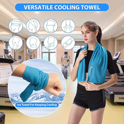 SYOURSELF Cooling Towel, Cooling Towels for Neck,40" x 12"Ice Towel for Instant Cooling Relief, Soft Breathable Chilly Towel, Perfect Yoga, Golf, Sports, Gym, Workout, Athletes Towel (1PC-Blue)