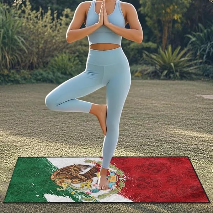 Bulopur Mexican Flag Sweat Towel for Car Seat Lightweight Portable Post Workout Towel Car Seat Cover Patriotic Automotive Interior Decor Accessories