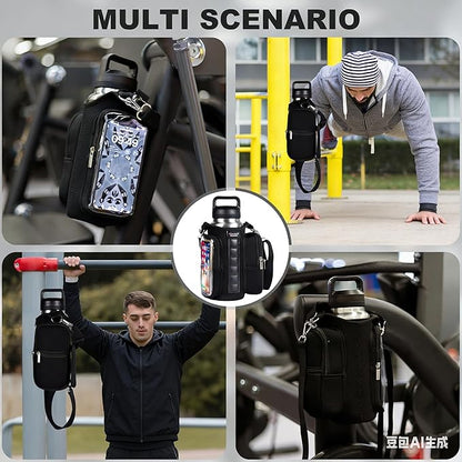 Magnetic Gym Bags for Men & Women with Adjustable Strap,Magnetic Bag Water Bottle Holder for Travel, Work,Sports,Water Bottle Sling Bag with Pocket (Black)