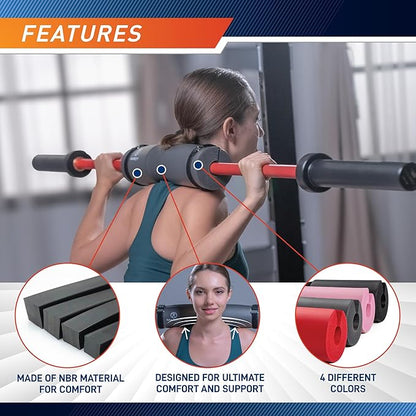 Marcy Barbell Pad, Strength Training Equipment Attachments, Great for Weightlifting, Lunges and Hip Thrusts, Comfortable Foam Sponge Pad Provides Cushion to Neck & Shoulders, Multi-Color Options