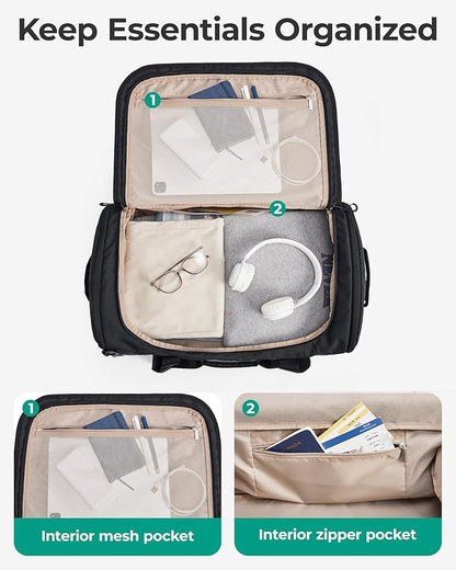 BAGSMART 4-IN-1 Duffle Bag for Travel, 40L Travel Bag Gym Duffle, TSA Carry on Backpack with Shoes Compartment & Wet Pocket, Water-resistant Workout Duffel, Camel