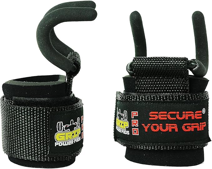 Weight Lifting Rod Hooks Heavy Duty Wrist Wraps Power Weight Lifting Training Gym Grips Straps Set of 2